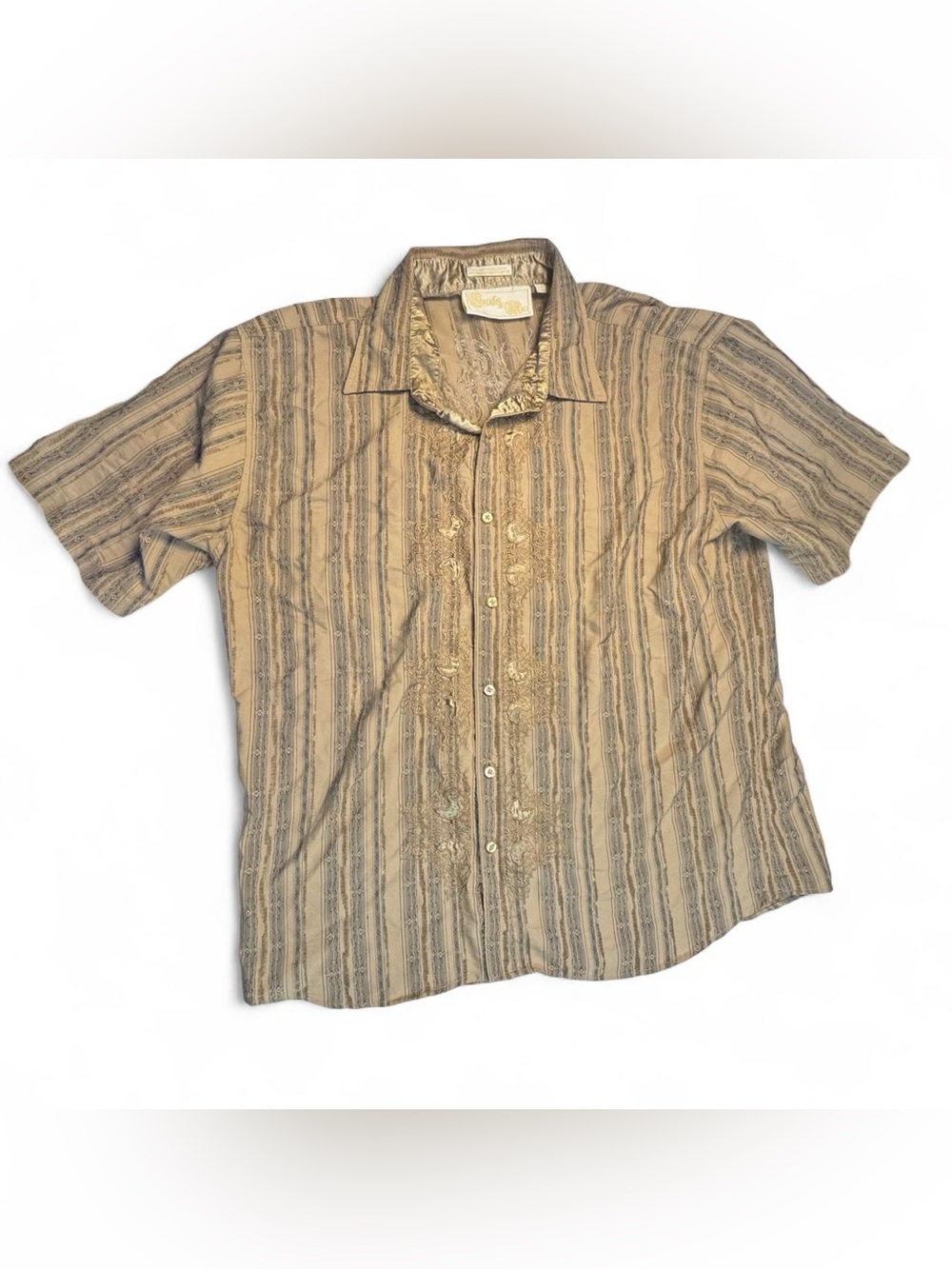Franky Max Y2K Embroidered Striped Button-Down Shirt Men's 2X Indie Retro Skater